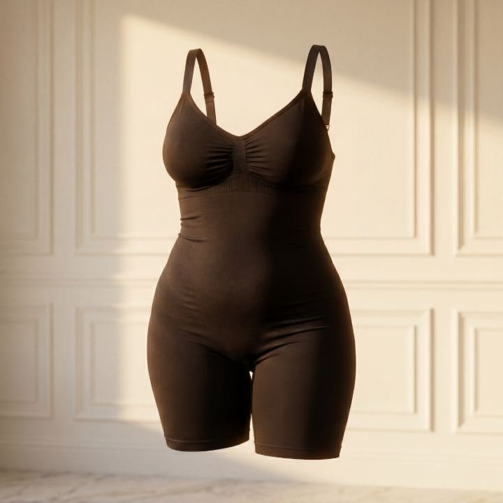 Body sculptant marron mis en scène dans un salon parisien à moulures